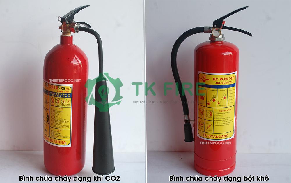 Bảng so sánh bình chữa cháy CO2 và bình bột